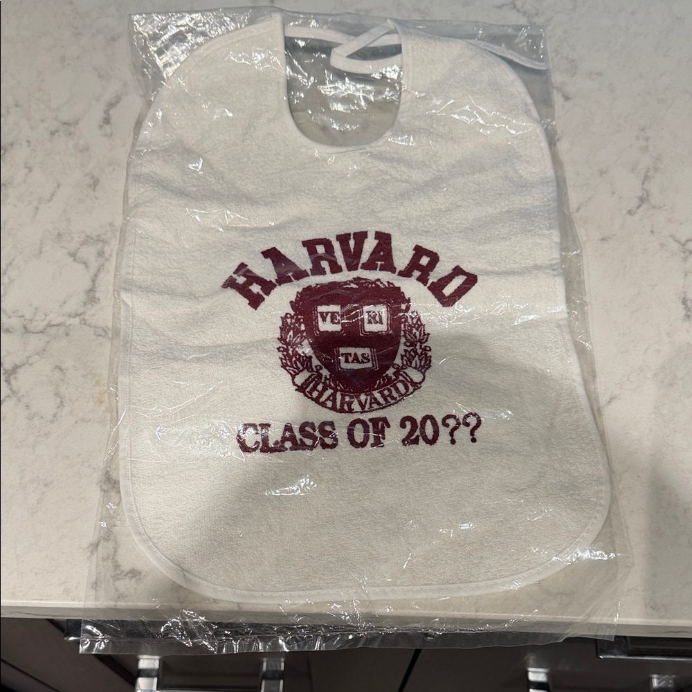 NWOT Harvard Baby Bib with Maroon Logo